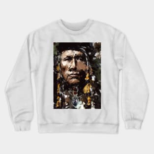 Native American Chief Portrait Vintage abstract art Crewneck Sweatshirt